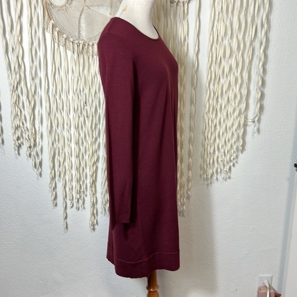 Eileen Fisher Burgundy Knit Merino Wool Sweater Dress Size Small - Picture 3 of 10